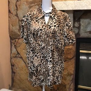Leopard print button down shirt